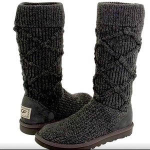 Ugg Australia Grey Knitted Sweater Boots